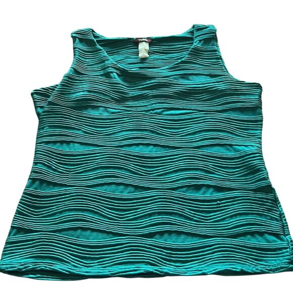 Cocomo Size L Teal Textured Knit Top Sleeveless - Picture 4 of 7